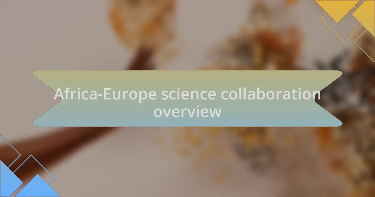 Africa-Europe science collaboration overview