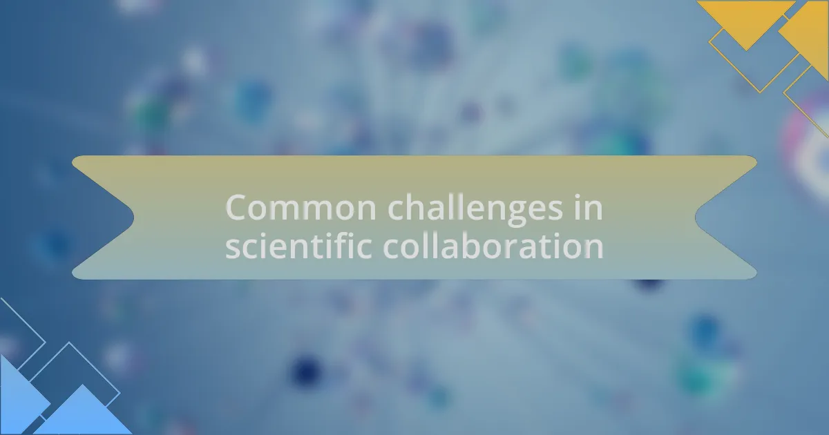 Common challenges in scientific collaboration