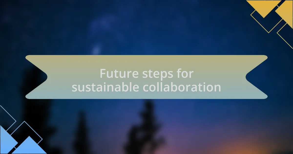 Future steps for sustainable collaboration