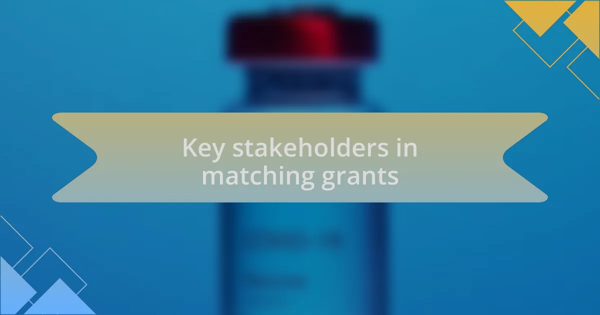 Key stakeholders in matching grants