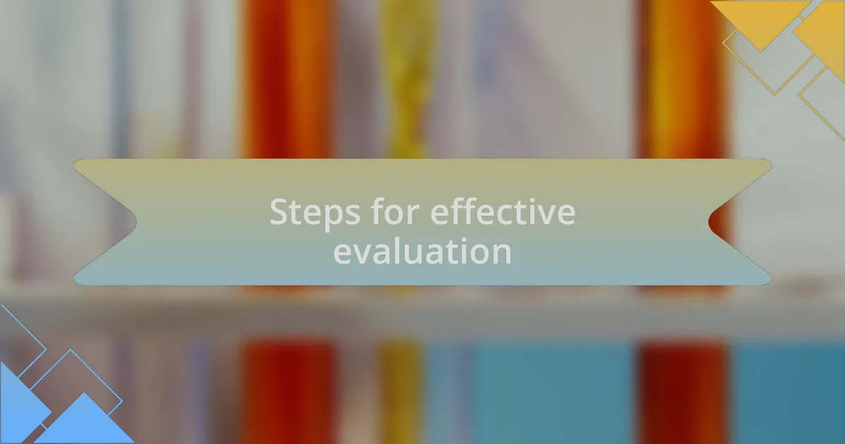 Steps for effective evaluation