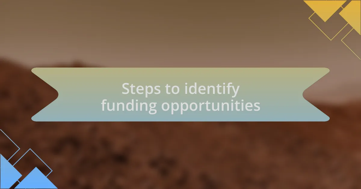 Steps to identify funding opportunities