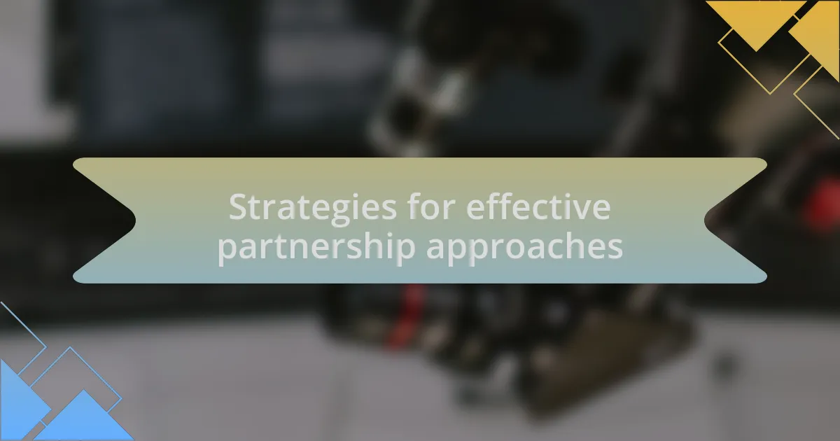 Strategies for effective partnership approaches