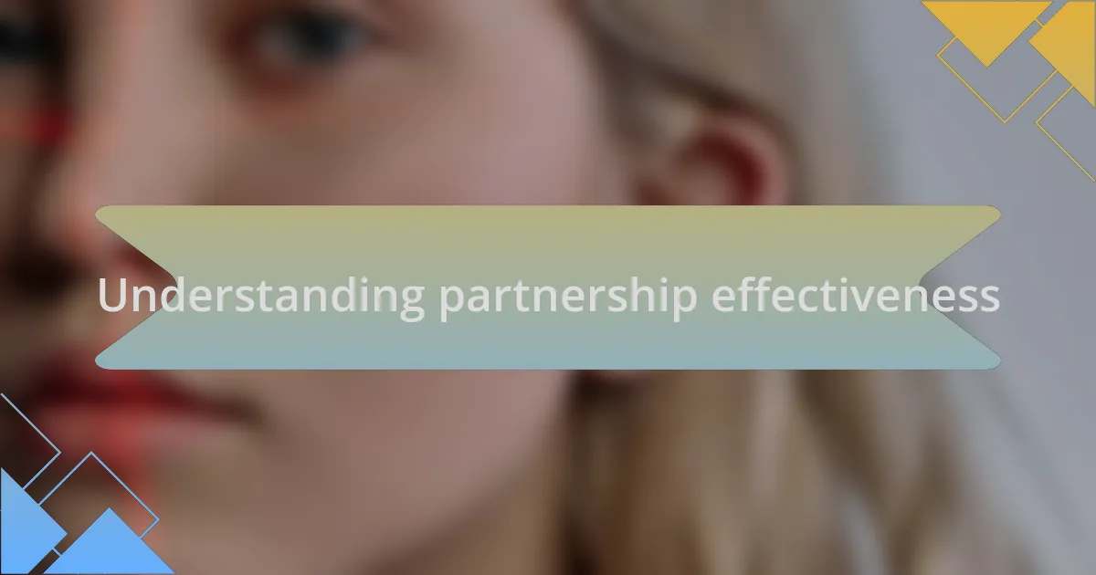 Understanding partnership effectiveness
