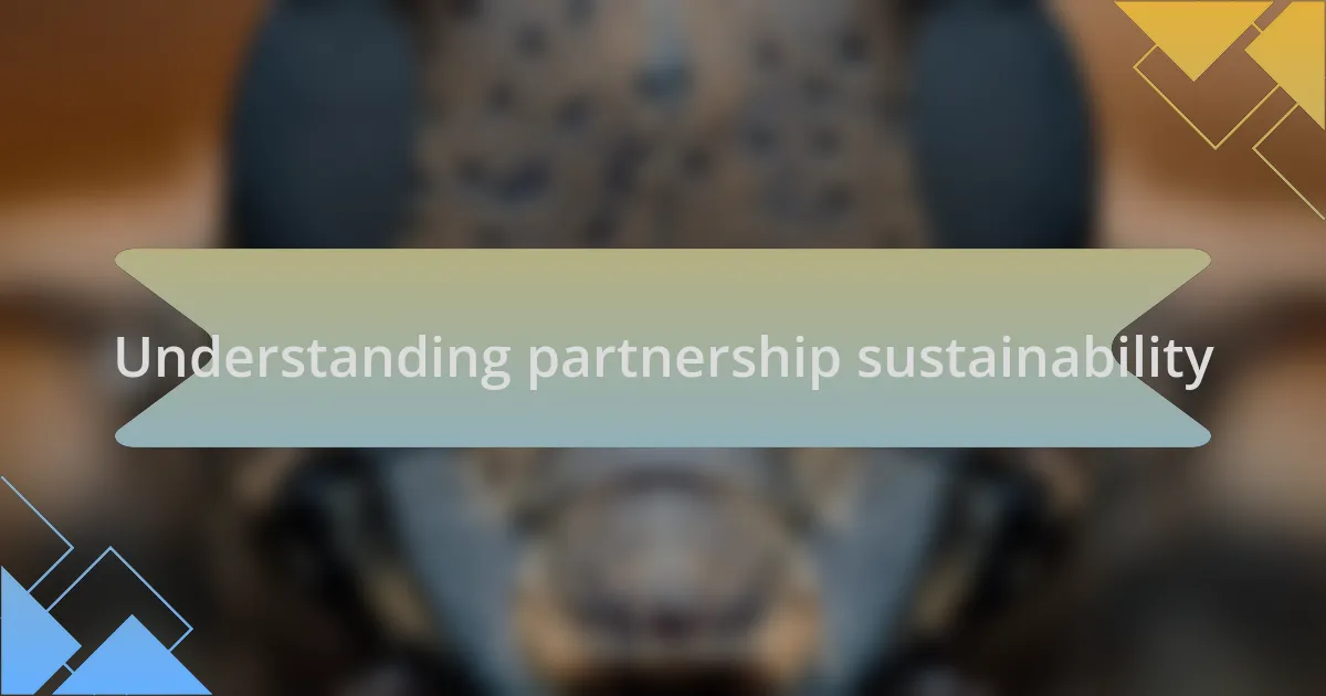 Understanding partnership sustainability